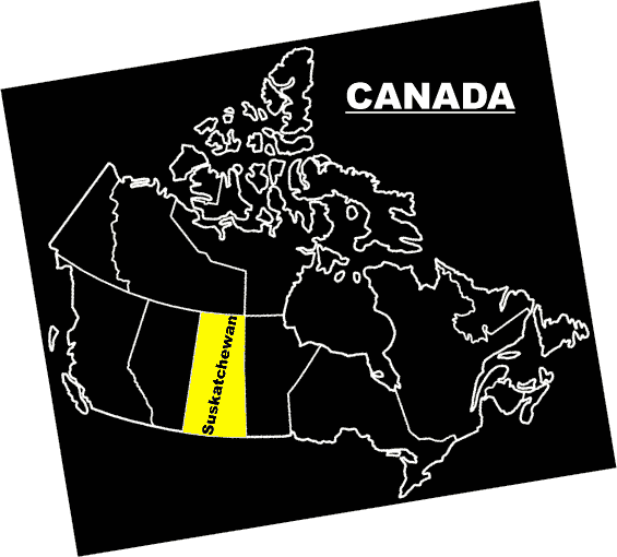 Time in Saskatchewan Canada - Map