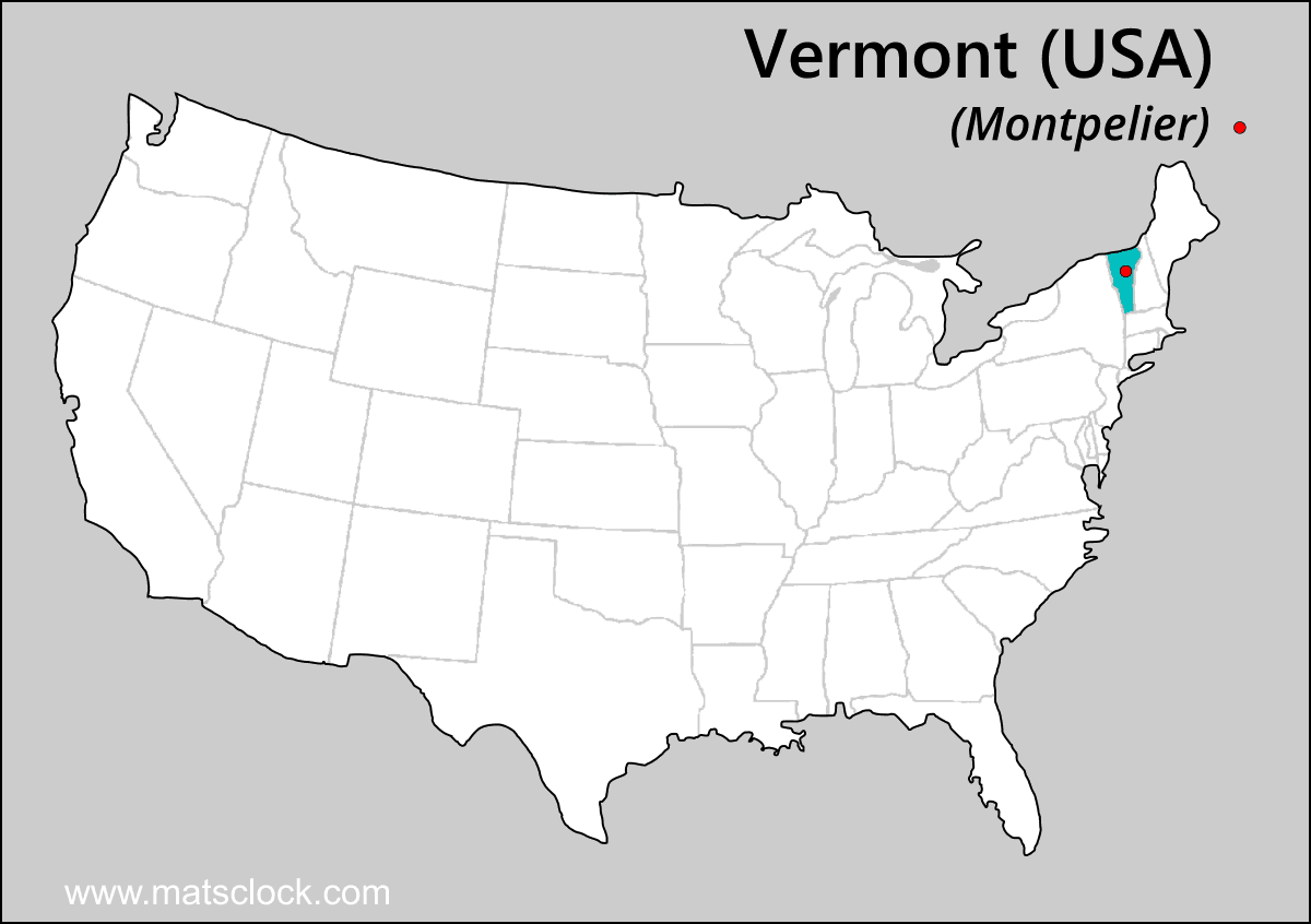 Vermont USA Map